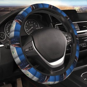 Funda para volante con bandera estadounidense y bandera de Nicaragua para hombres y mujeres, antideslizante, elástica, gruesa, ajuste universal, 15 Funda para volante con bandera estadounidense y bandera de Nicaragua para hombres y mujeres, antideslizante, elástica, gruesa, ajuste universal, 15