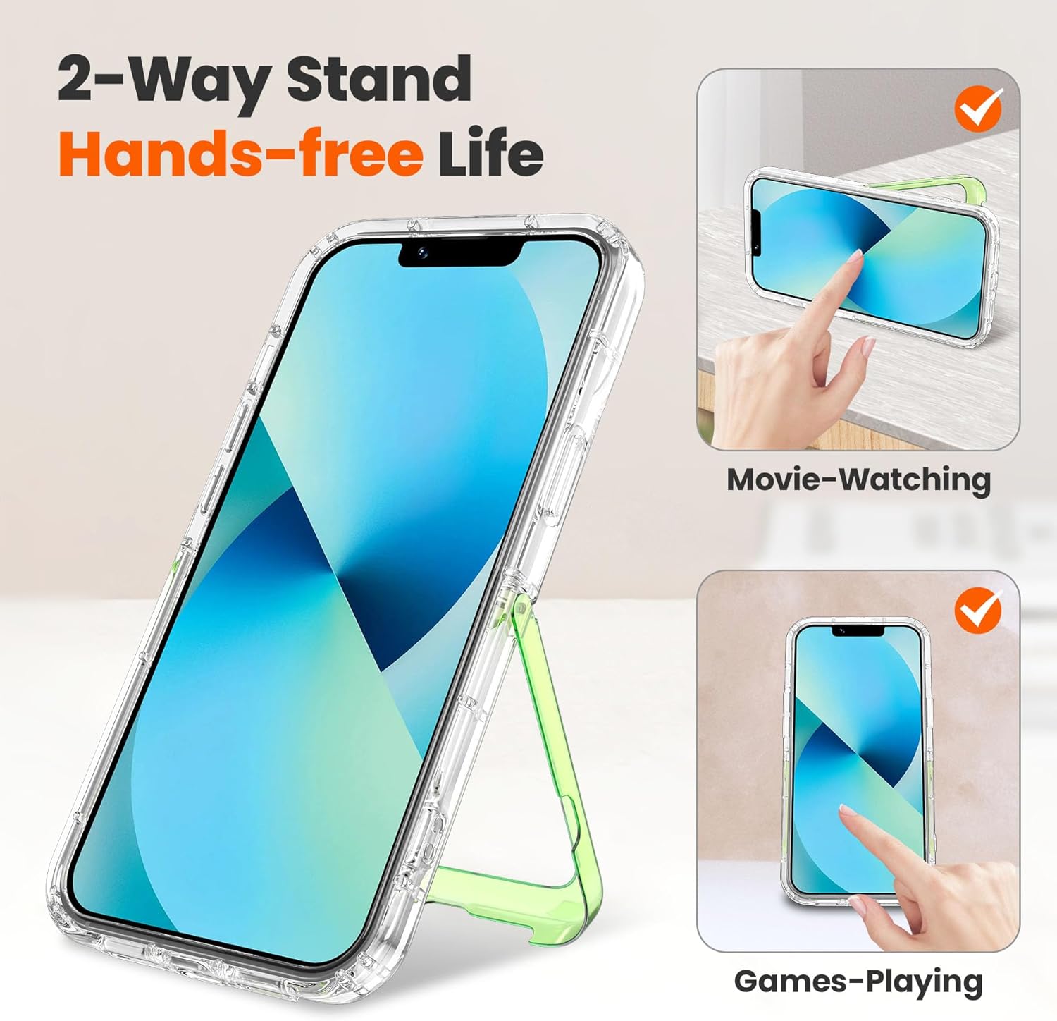 ZCDAYE Diseñada para iPhone 1314, funda transparente con soporte compatible con carga inalámbrica de TPU parachoques invisible soporte suave delgado