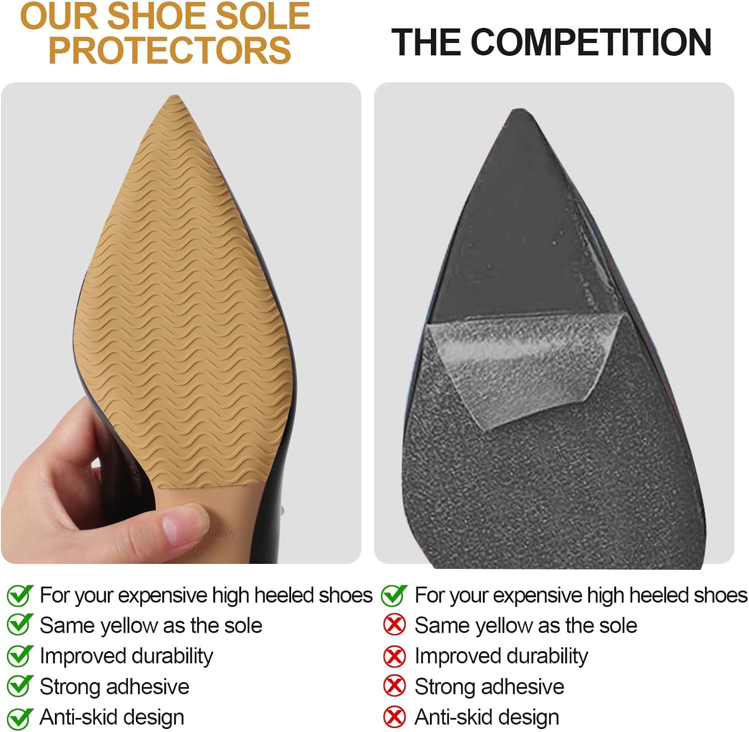 GQTJP Protector inferior de suela de zapato, empuñaduras autoadhesivas en la parte inferior de los zapatos, almohadillas antideslizantes para