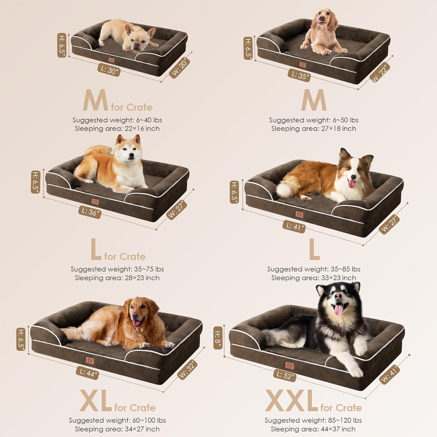 EHEYCIGA Camas ortopédicas para perros grandes, cama grande de espuma viscoelástica impermeable con lados, parte inferior antideslizante y espuma