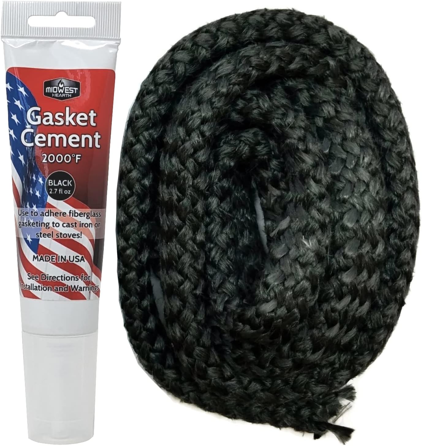 Midwest Hearth, repuesto de junta de grafito impregnado de fibra de vidrio para estufas de leña.
