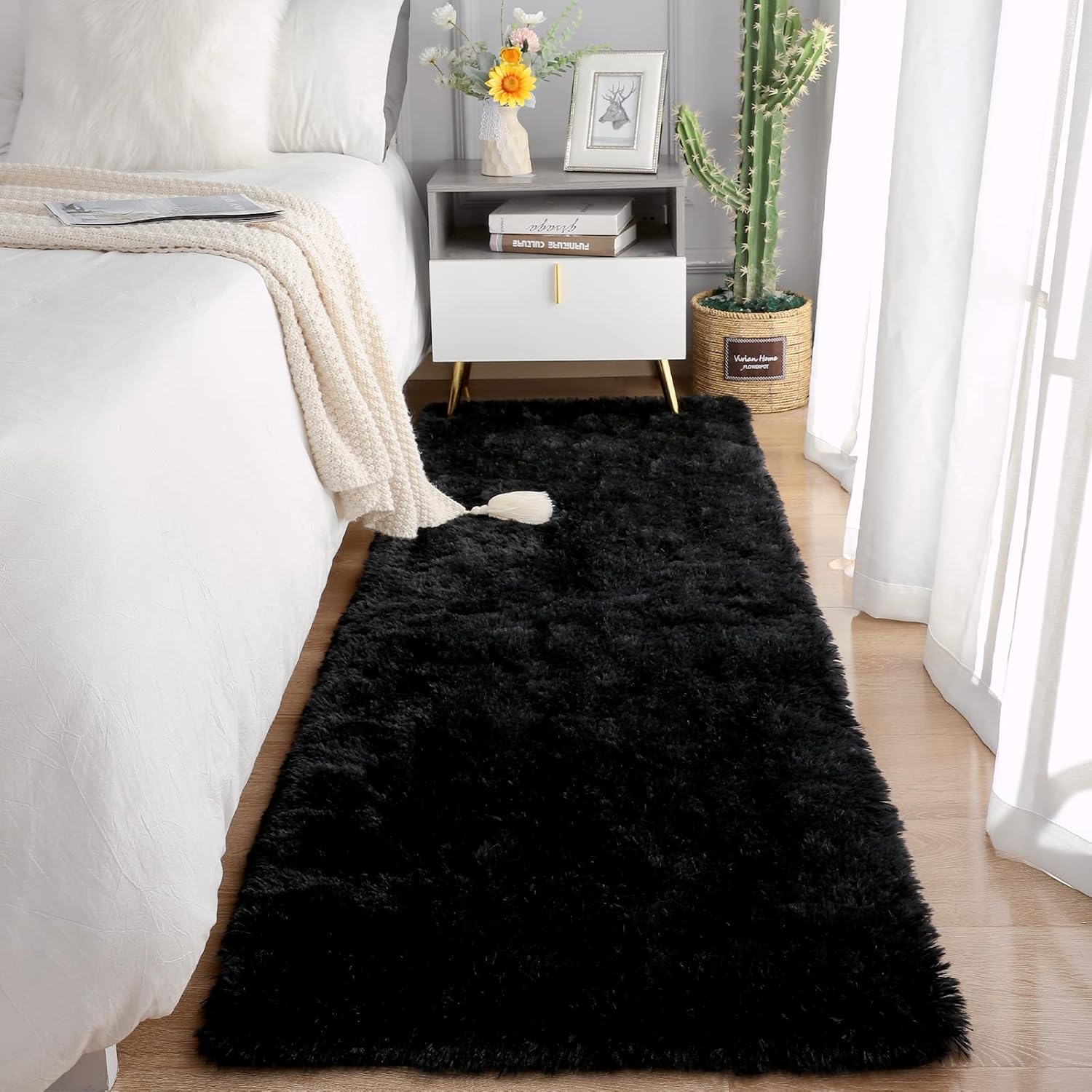 Chicrug – Alfombra suave de 2 x 6pies, mullida y peluda, el pelo no se desprende, para dormitorio, sala de estar, corredor, guardería, habitación