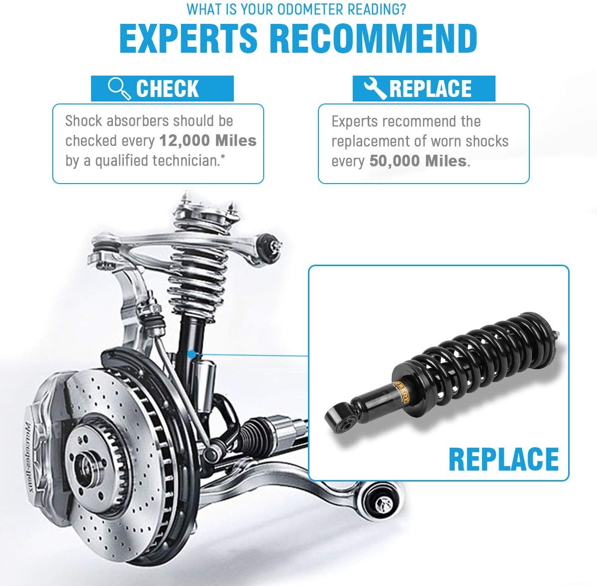 OREDY Par de puntales delanteros completos con resorte helicoidal de repuesto para Toyota 4Runner 1996-2002 (V6 3.4L 4WD) – 171351L 171351R