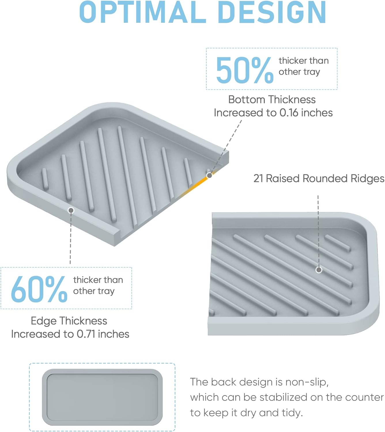 Bandeja de jabón de silicona, bandeja multiusos más gruesa para fregadero de cocina, bandeja organizadora para fregadero de cocina, dispensador de