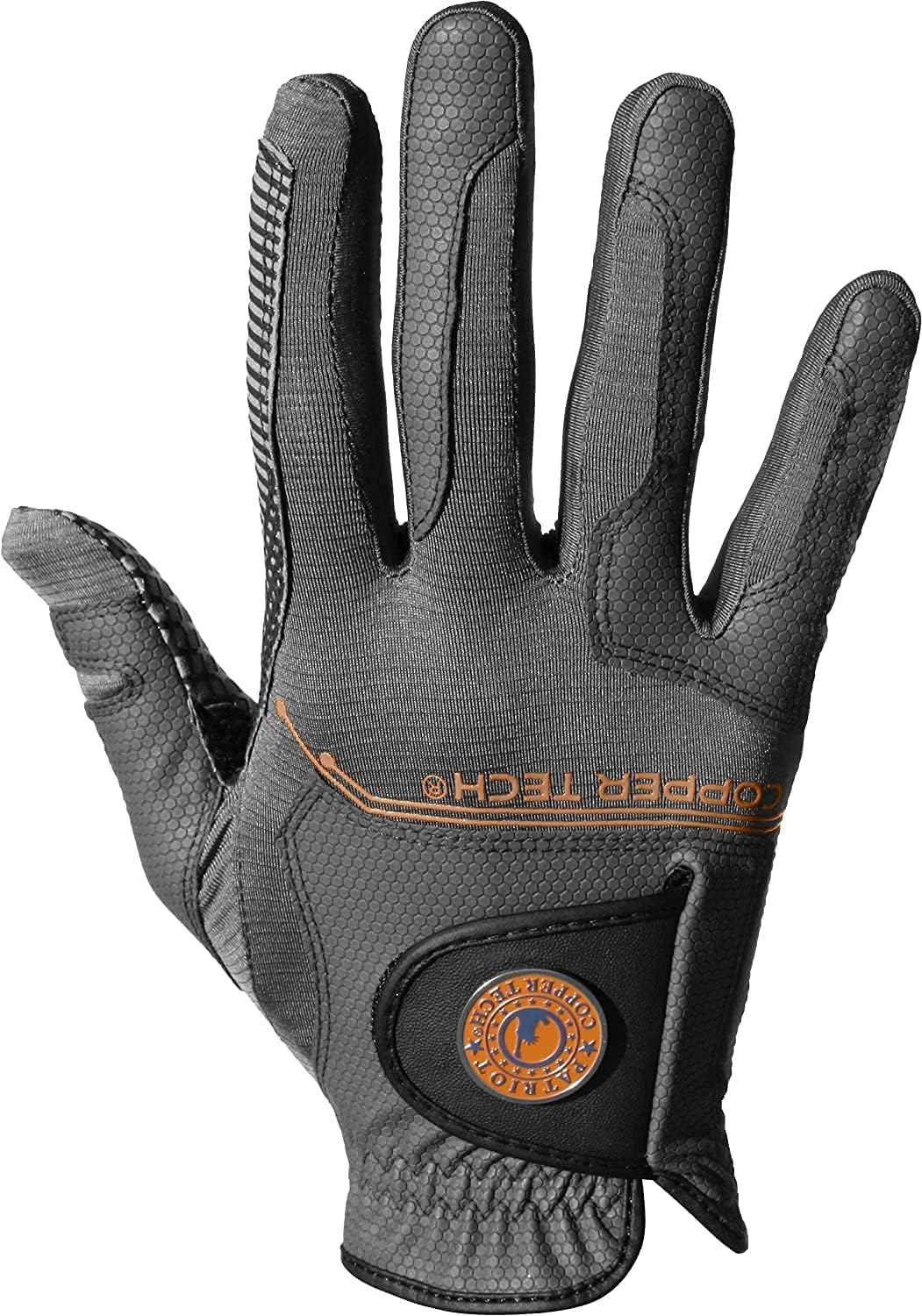 XEIRPRO Copper TECH Mens Synthetic Golf Glove Charcoal GrayCombi Spider Tacky Grip (2 Packs)Breathable Long Lasting Copper Infused Material,