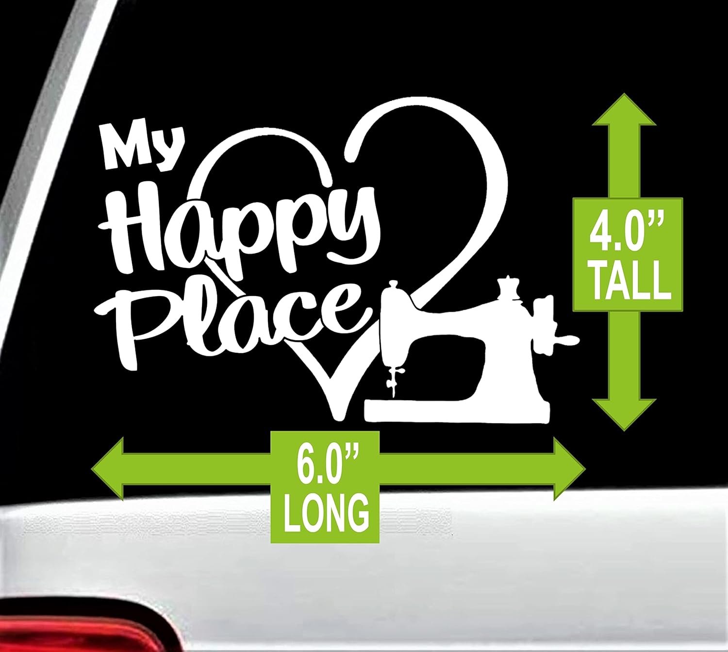 My Happy Place Sewing Machine Love Quilting Decal Sticker for Car Window BG 853