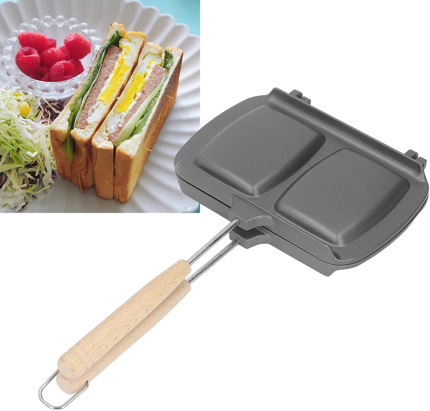 Sandwichera de desayuno, sartén para hornear sándwich de doble cara, sartén antiadherente, sartén de prensa para panini, tostadora de perritos