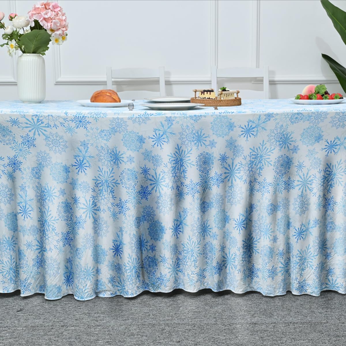 HAORUI Faldones de mesa, manteles rectangulares resistentes a las arrugas, con volantes elásticos para banquetes, bodas, fiestas