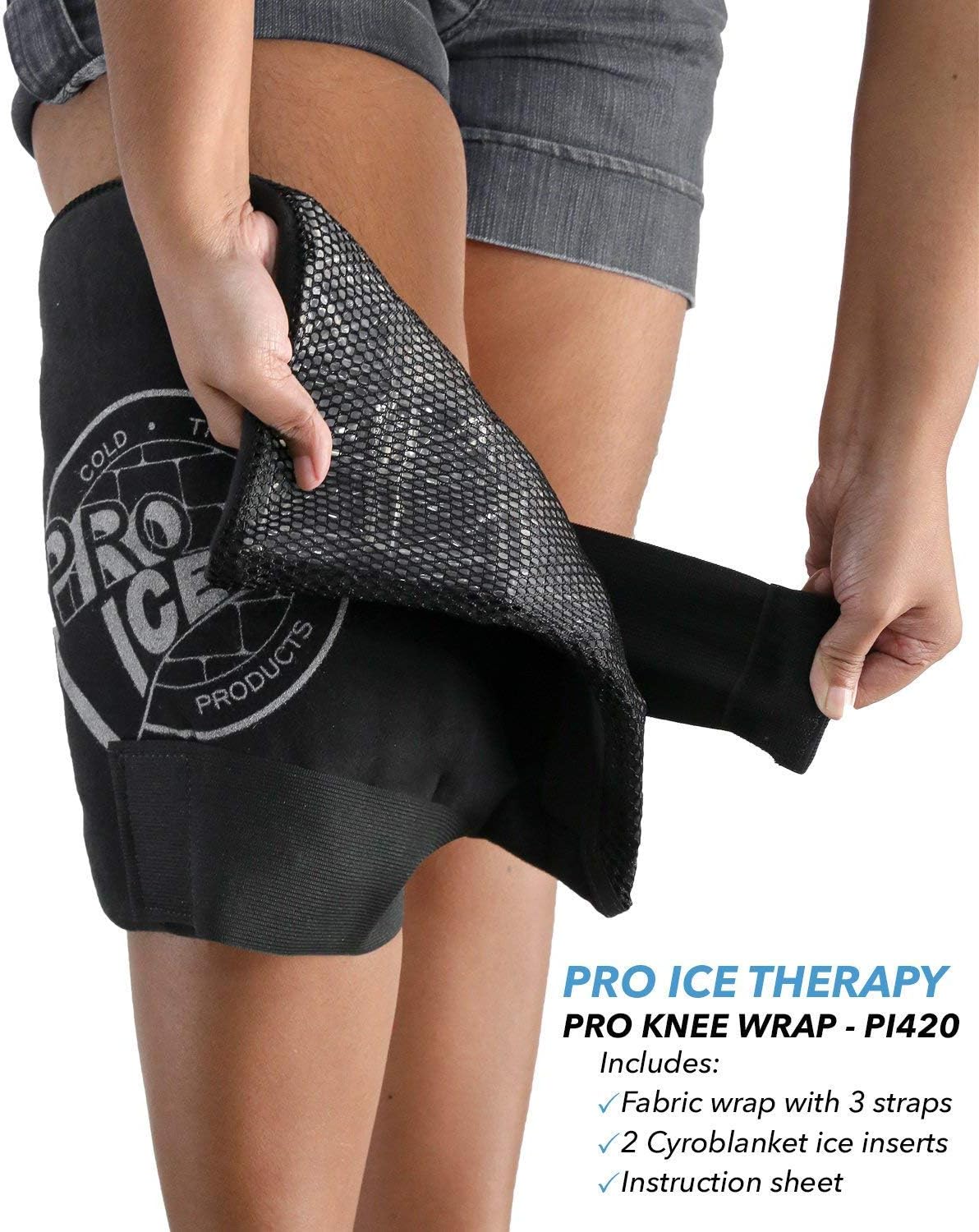 Cold Wrap para rodilla izquierda y derecha, ideal para esguinces de rodilla, hinchazón y artritis – Inserto de bolsa de hielo incluido
