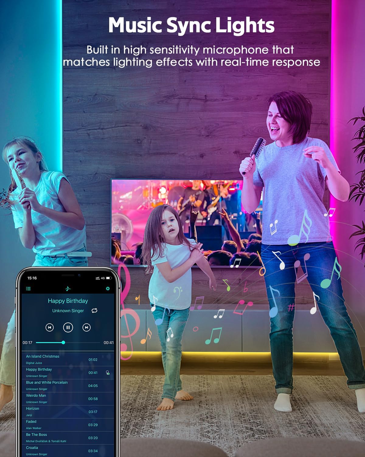 Samsion Waterpfoof – Tira de luces de neón RGB para exteriores, 115 pies, con regulador de intensidad de neón, sincronización de música, cambio de