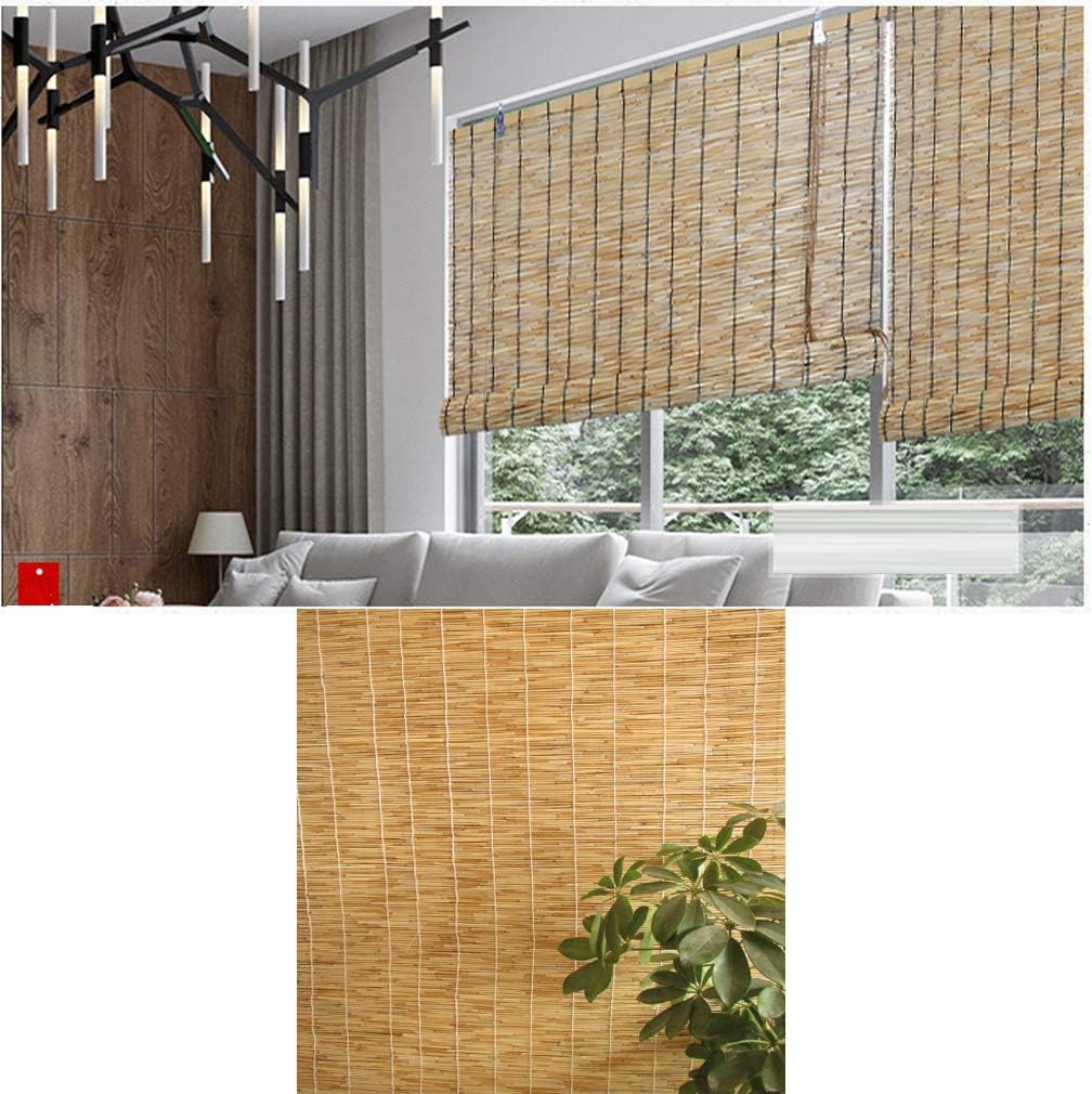 Cortina de caña natural, estor enrollable de bambú tejida a mano, persiana enrollable para ventana, sombrilla regulable, impermeable para interiores