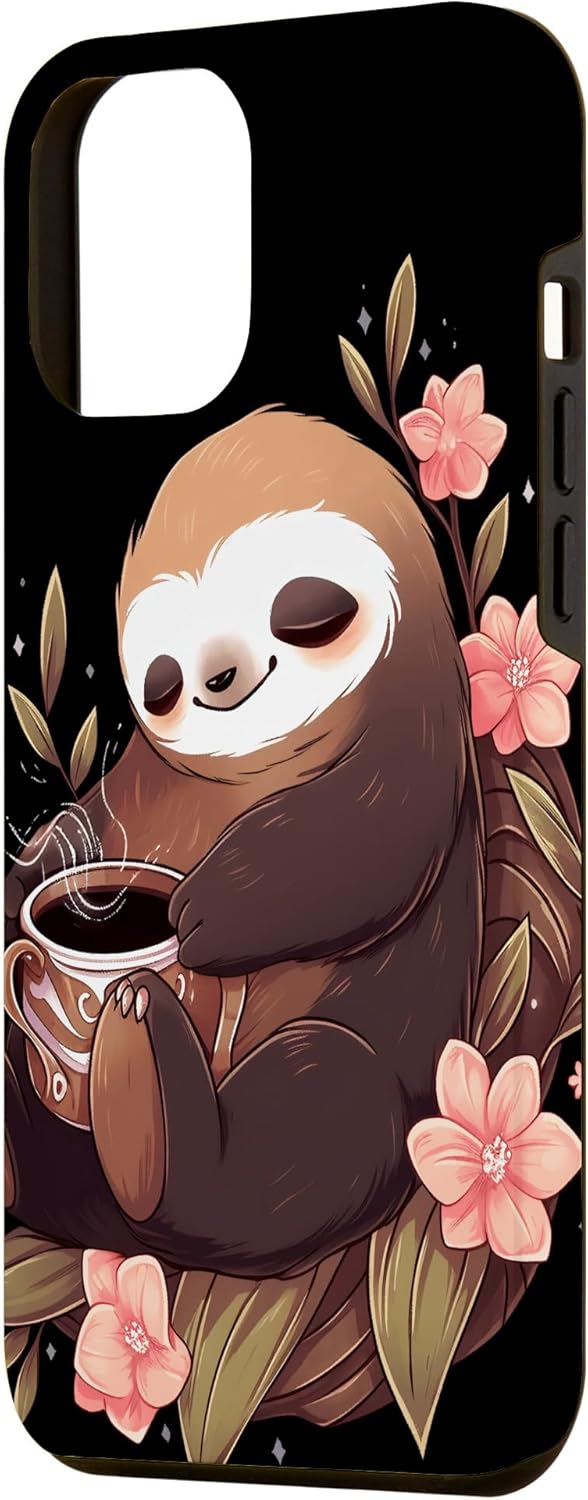 Funda para iPhone 13 Pro Max Sloth Beber Café Perezoso Perezoso amante de la cafeína