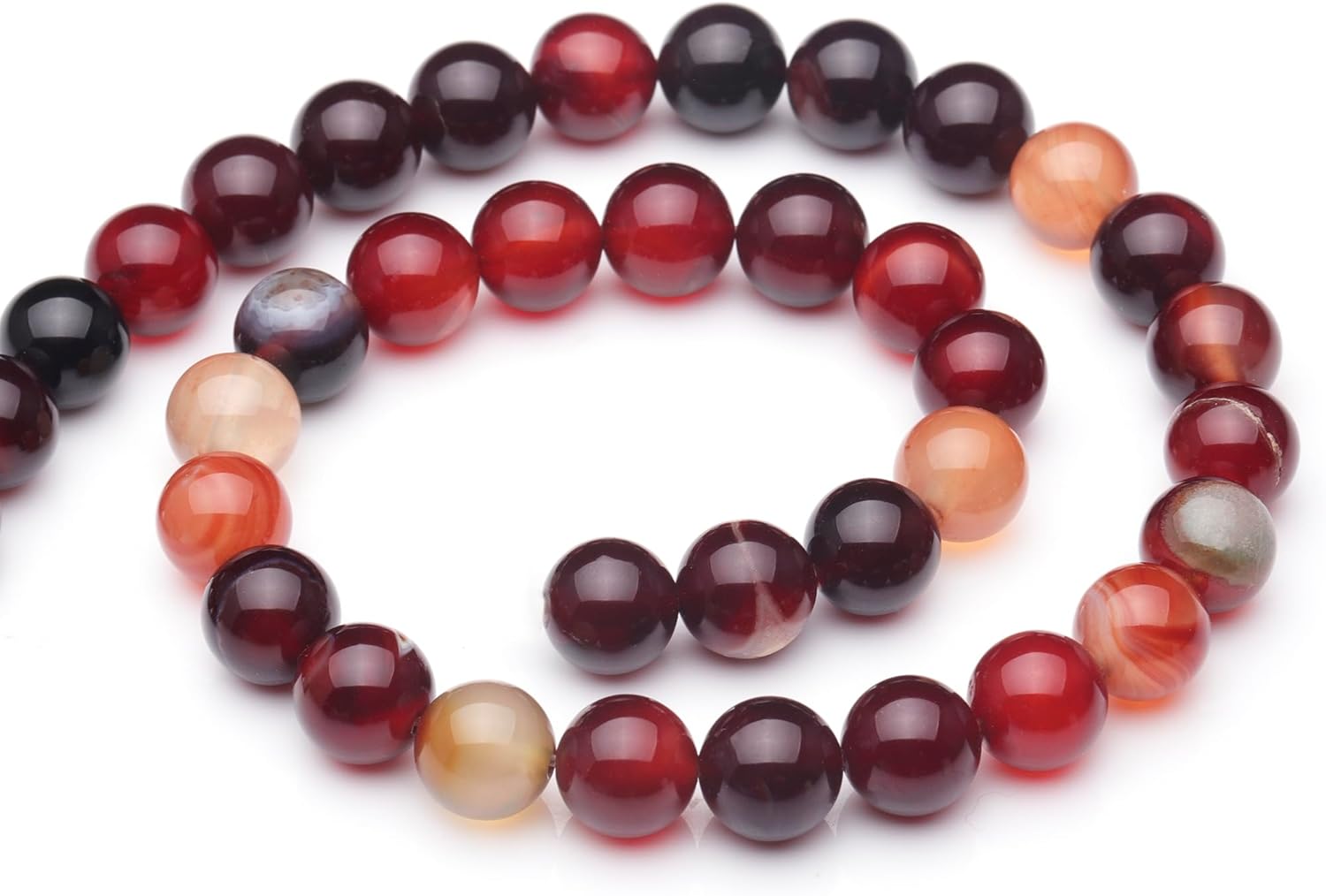 Cuentas de piedras preciosas naturales para la fabricación de joyas, cuentas redondas lisas pulidas de ágata rojo vino de 0.236 pulgadas, cuentas