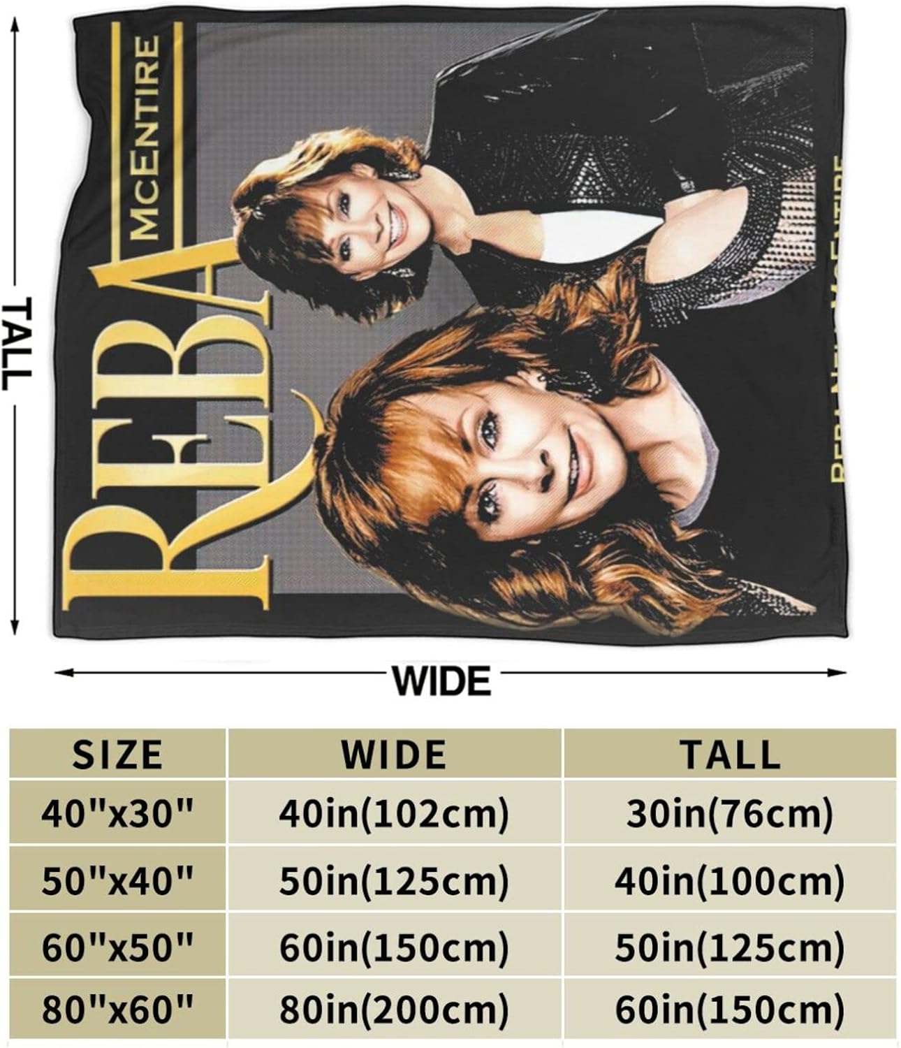 Reba Singer McEntire – Manta de franela polar para todas las estaciones, cálida y ultrasuave, manta informal para cama, sofá, cama, sofá o