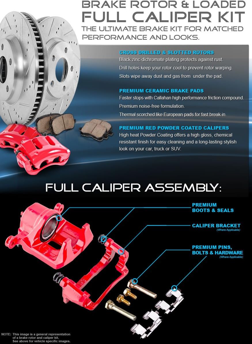 Callahan Kit de freno trasero para Ford F-150 Expedition Navigator Rotores de freno de cerámica Pastillas de freno reemplazo 13.15 pulgadas Rotores