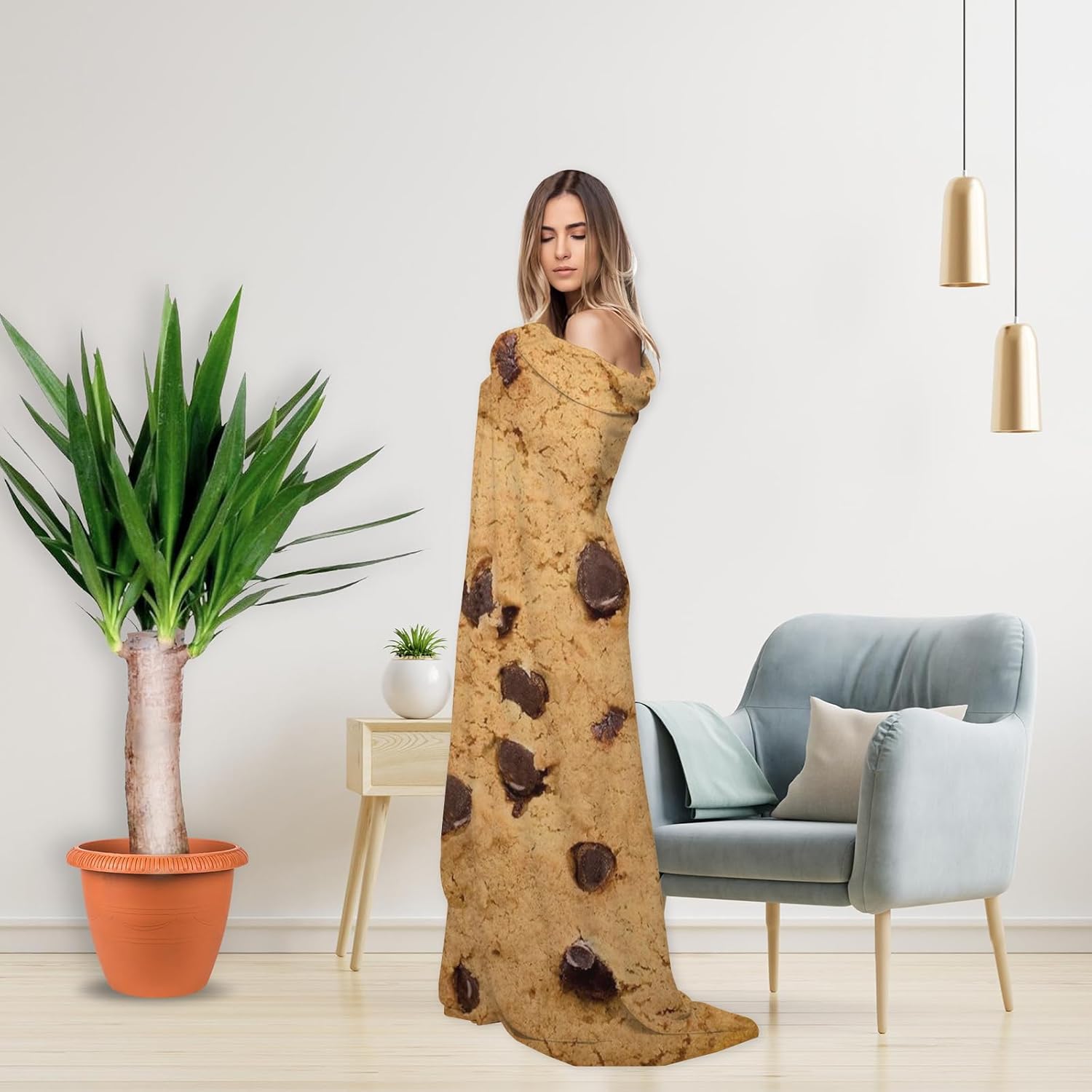 Manta de galletas para adultos y niños, suave y cómoda manta redonda de franela novedosa para ropa de cama, manta gigante de comida para regalos