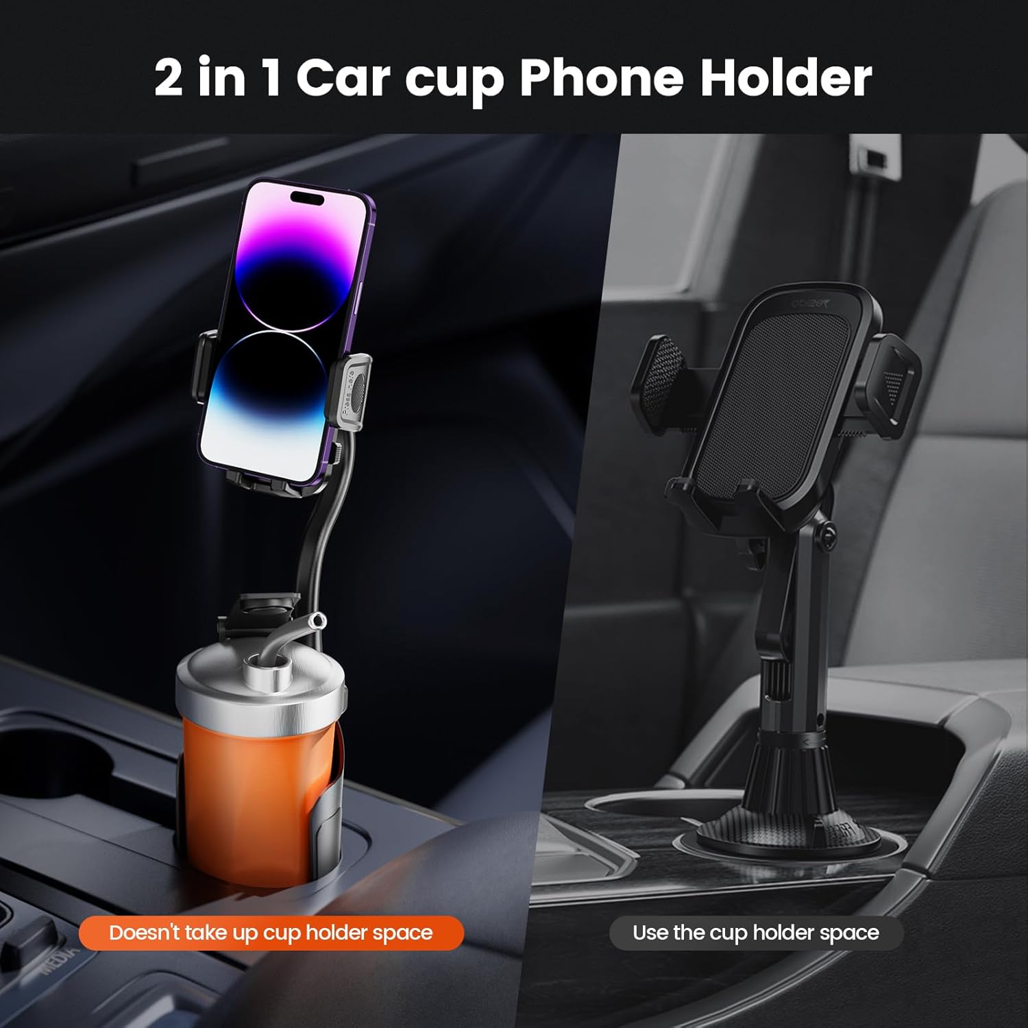 toocki Soporte de teléfono para automóvil, soporte universal de cuello de cisne ajustable de 360 para teléfono celular, expansor para vehículos de