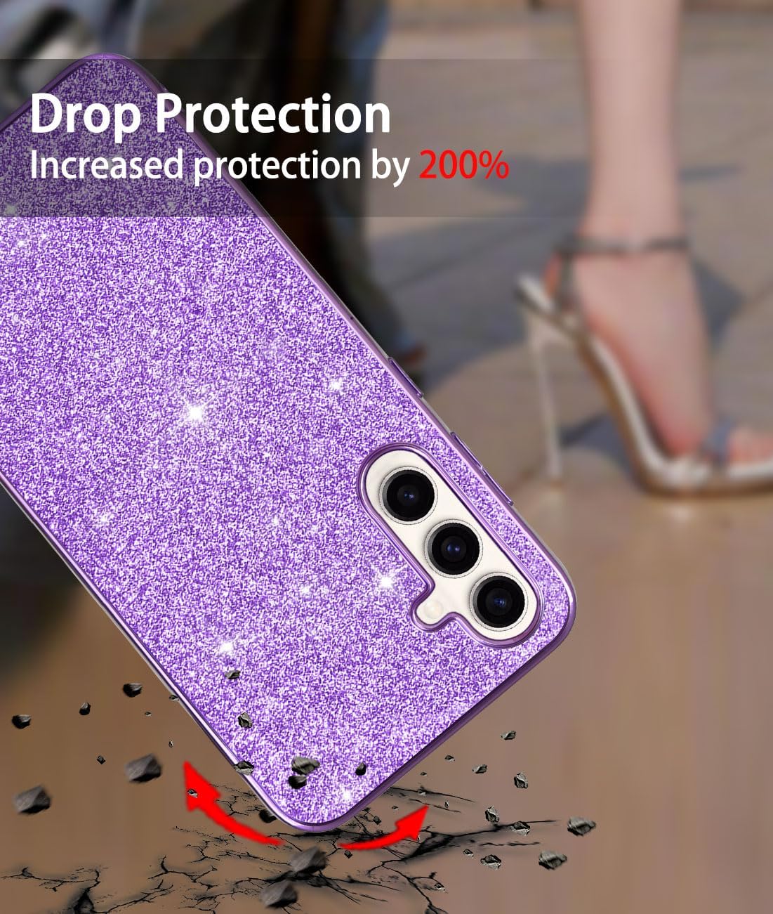 Funda compatible con Samsung Galaxy S23 FE 5G, funda delgada con purpurina para mujer, protección contra caídas, resistente funda Hybird para S23 FE