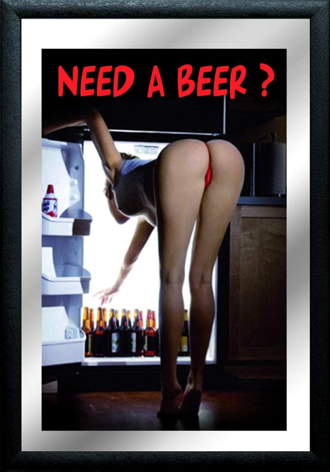 Necesitas una cerveza Pin up Girl Nostalgia barspiegel espejo de barra de espejo  12 x 8 pulgadas decoración de pared de metal de estaño adecuado