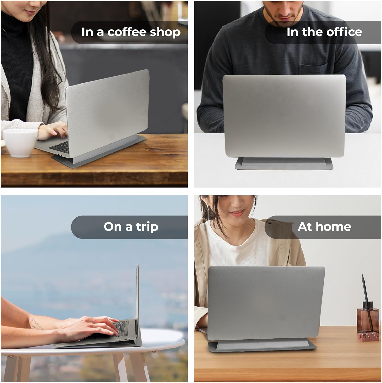 SenseAGE Soporte plano, portátil y plegable, soporte ligero para computadora portátil, soporte ergonómico antideslizante para computadora portátil