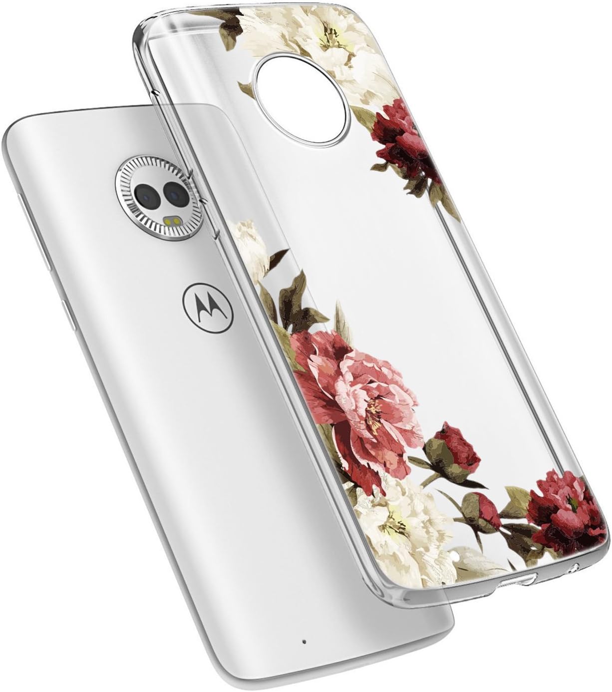 Funda para Moto G6, Moto G (6 generación) con flores, Ueokeird delgada a prueba de golpes, patrón floral transparente, suave, flexible, TPU trasero,