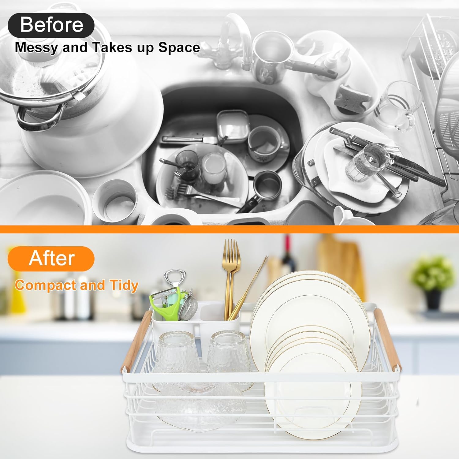 UUUppplike – Escurridor de platos, para encimera de cocina, sobre el fregadero, tabla de drenaje. Escurridor de platos duradero, soporte para
