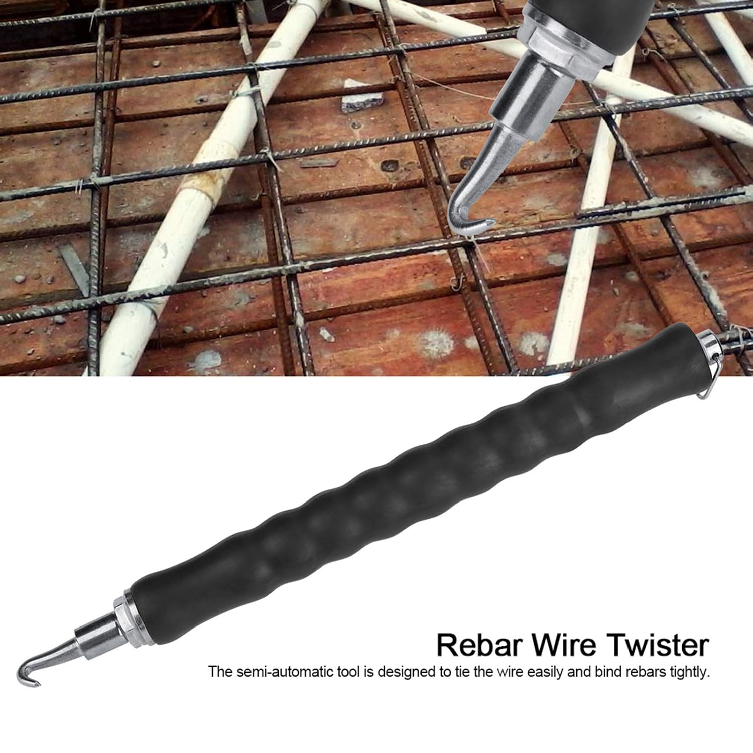 Tornador automático de alambre de lazo de armadura 12 pulgadas Gancho retráctil semiautomático Herramienta de atado de refuerzo de sitio de