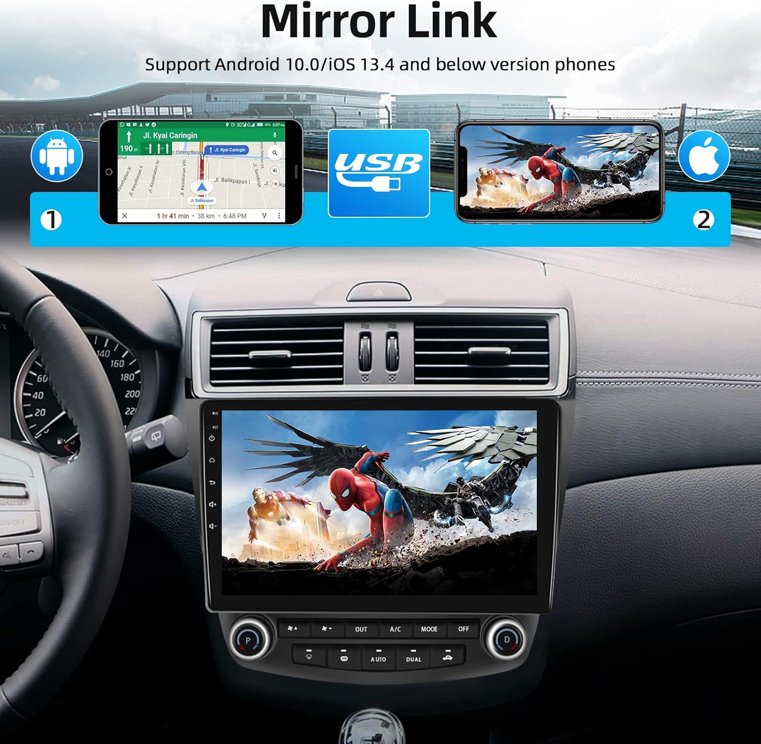 Podofo Estéreo de coche Android 13 para Honda Accord 7th 2003 2004 2005 2006 2007 con navegación GPS, pantalla táctil de 10.1 pulgadas estéreo de