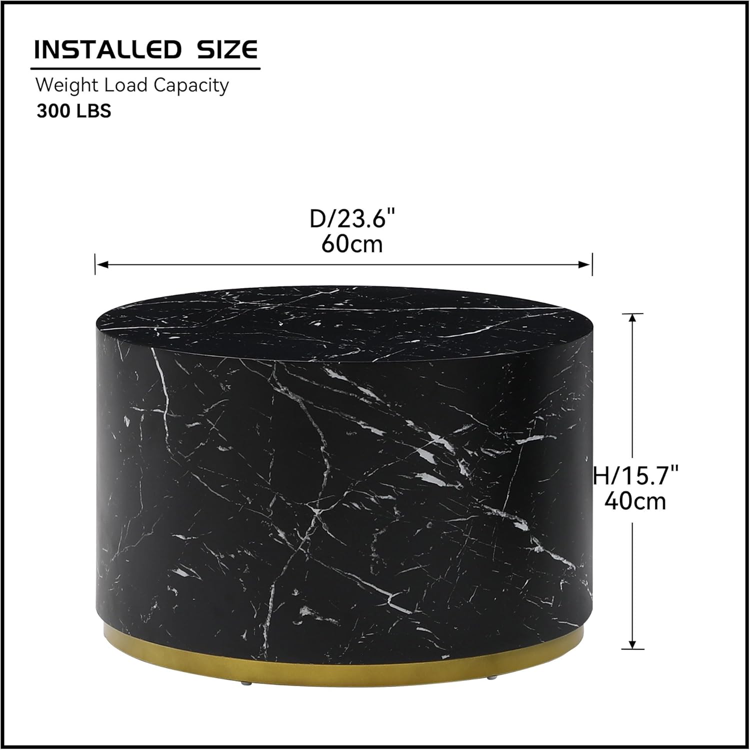 Mesa auxiliar con borde dorado inferior para sala de estar, moderna mesa de centro redonda dorada o mesa auxiliar, mesa de sofá circular para