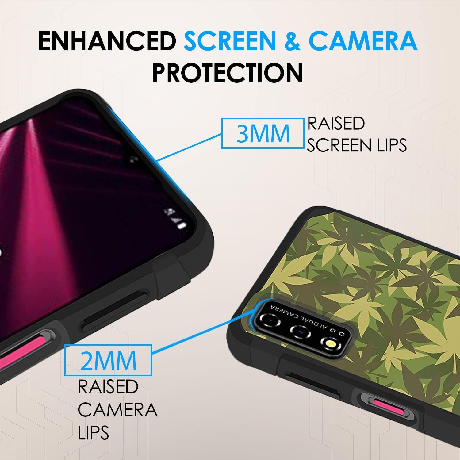 TJS Funda compatible con T-Mobile REVVL V 6.52″ 4GLTE (solo versión V, T-MobileMetro), funda híbrida de doble capa a prueba de golpes, protección