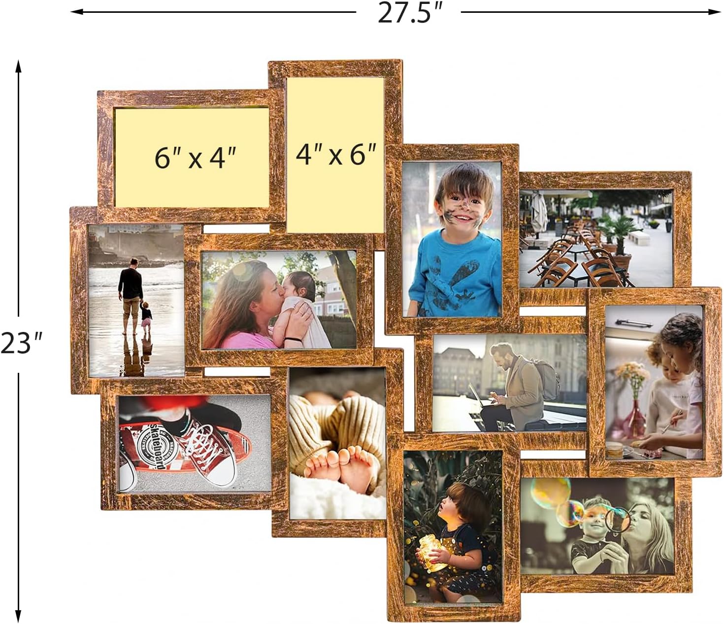 Marcos de fotos collage de 12 aperturas de Reunion Friends Family Memory Photo Frames Collage para decoración de pared, marco de fotos, selfie,
