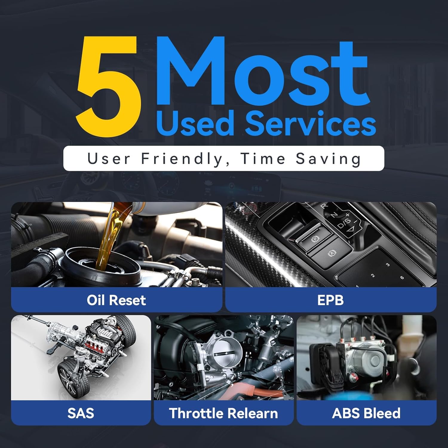 VDIAGTOOL Herramienta de escaneo VT100 con ABS, SRS, motor, diagnóstico de transmisión, 5 servicios, ABS BleedOil RestetEPBSASThrottle Relearn OBD2