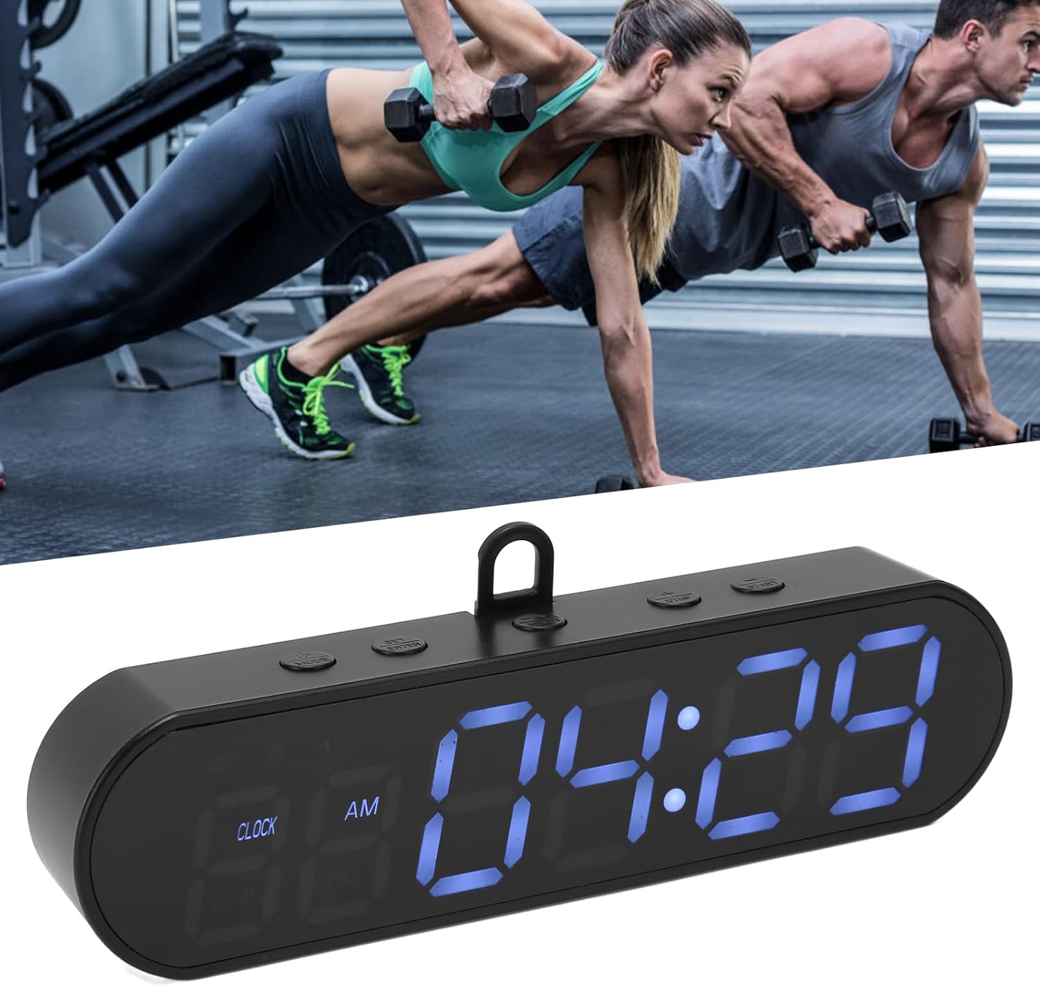 Temporizador de gimnasio portátil, temporizador de intervalo de pantalla LED con barra de progreso de tiemporondas, cronómetro de cuenta