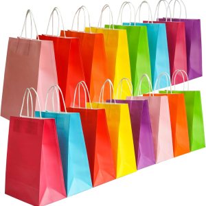 Bekoetoz 40 bolsas de regalo de papel kraft blanco con asas, 8 colores de 8.3 x 5.9 x 3.2 pulgadas, bolsas de regalo a granel para cumpleaños, Bekoetoz 40 bolsas de regalo de papel kraft blanco con asas, 8 colores de 8.3 x 5.9 x 3.2 pulgadas, bolsas de regalo a granel para cumpleaños,