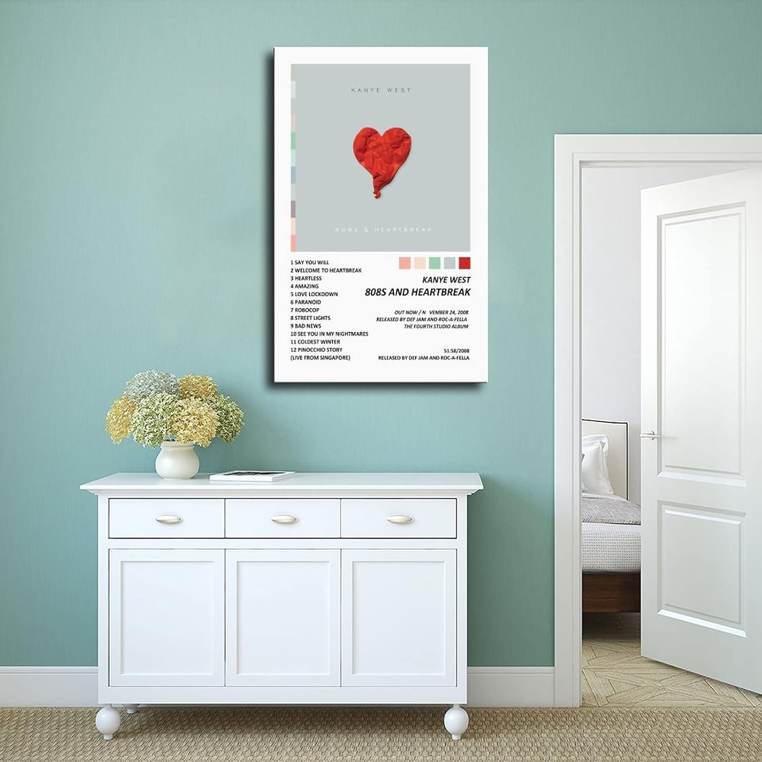 WANMLY Póster de Kanye West 808s Heartbreak Music Album Cover Poster Póster de lienzo Decoración de Dormitorio Paisaje Deportivo Oficina Decoración