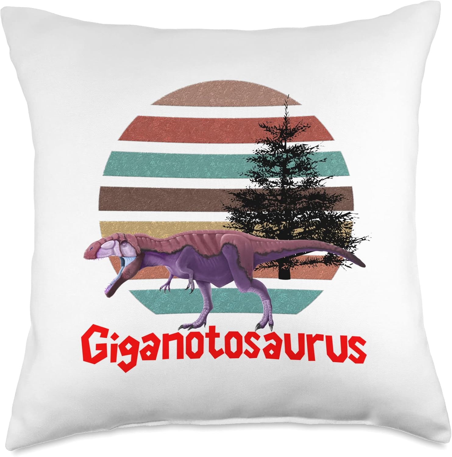 Giganotosaurus Dinosaur Retro Father’s Day 2023 Giganotosaurus Retro T rex Prehistoric Dinosaur Father’s Day Throw Pillow, 18×18, Multicolor