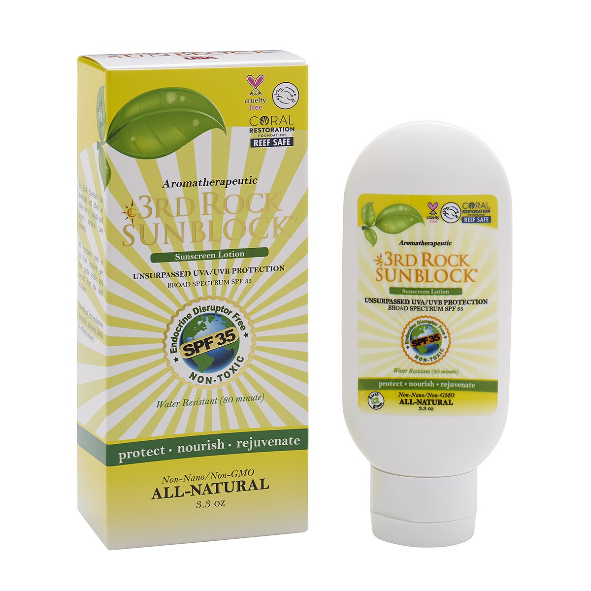 3rd Rock Essentials – Loción de protección solar Sunblock SPF 35, protector solar aromatéutico de zinc orgánico natural para protección solar,