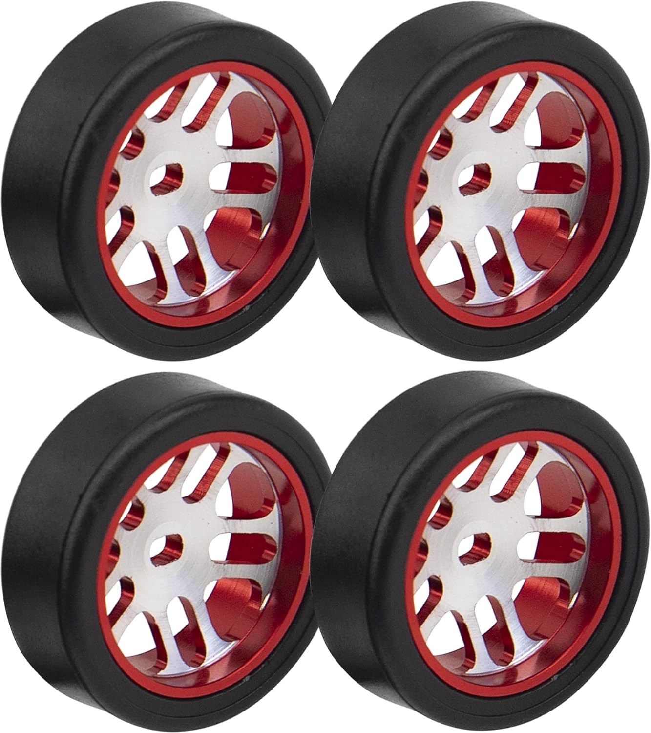 ShareGoo – Llantas de aleación y neumáticos de plástico compatibles con 128 Wltoys K969 K989 P929 Drift Kyosho Mini-Z Mini-Q Mini-D RC Drift Car