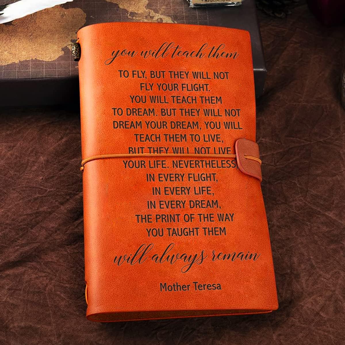 You will Teach Them to Fly – Diario de cuero grabado, diario de viaje inspirador en relieve, regalo para cumpleaños y Navidad