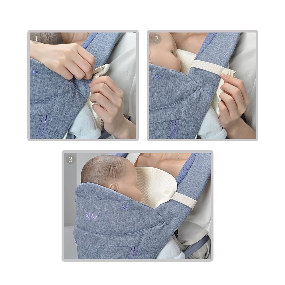 Bebamour Babero reversible de algodón para todas las posiciones de transporte, babero blanco para niños y niñas (elefante)