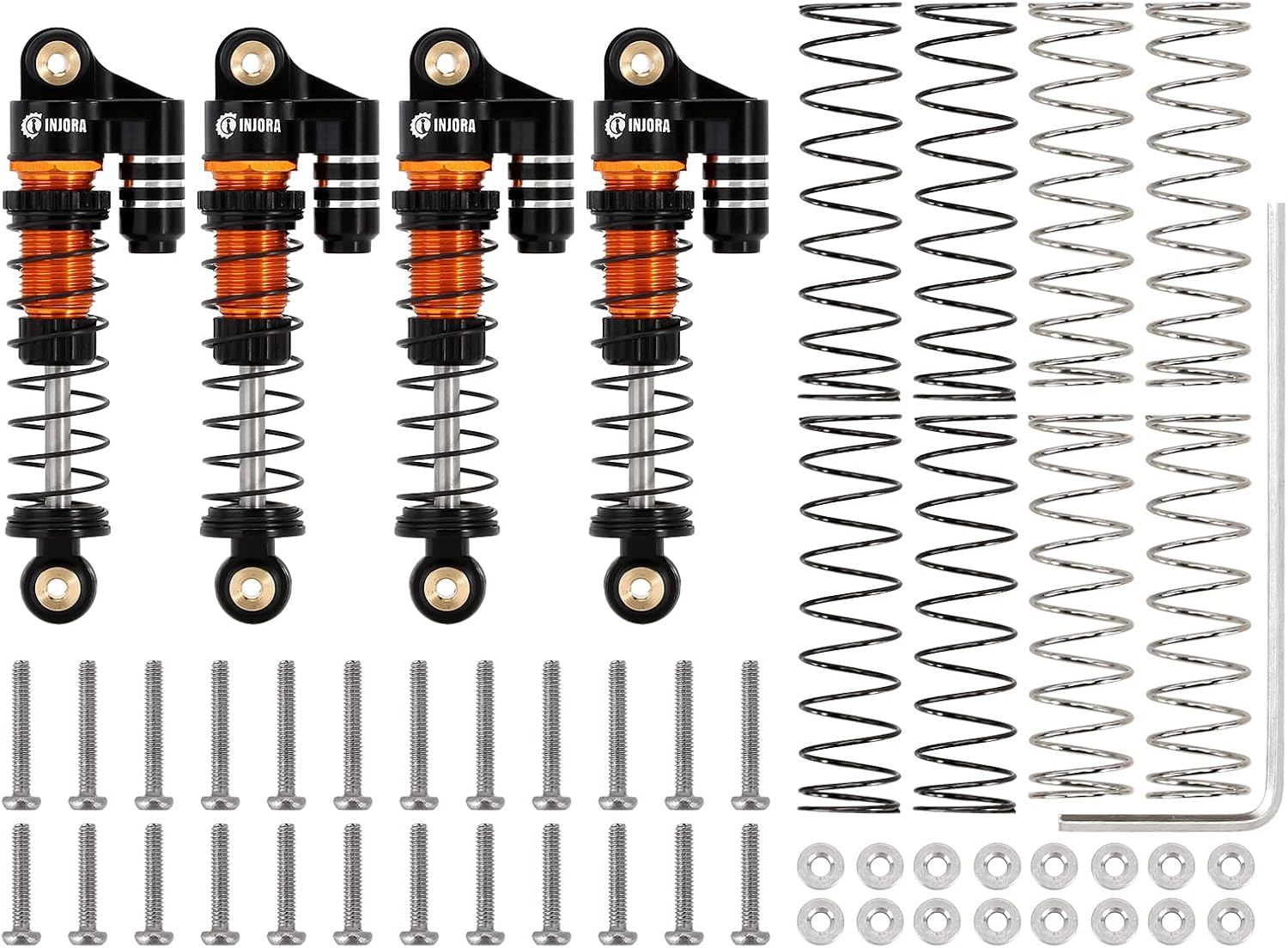 INJORA Amortiguadores de 1.535 in – Amortiguadores rellenos de aceite ajustables roscados de aluminio para SCX24 Gladiator C10 JLU Deadbolt B17
