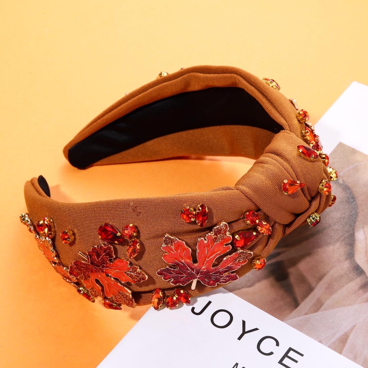 NVENF Diadema de Acción de Gracias para mujer, con cuentas de pavo, accesorios de otoño, diadema con perlas y diamantes de imitación, diadema