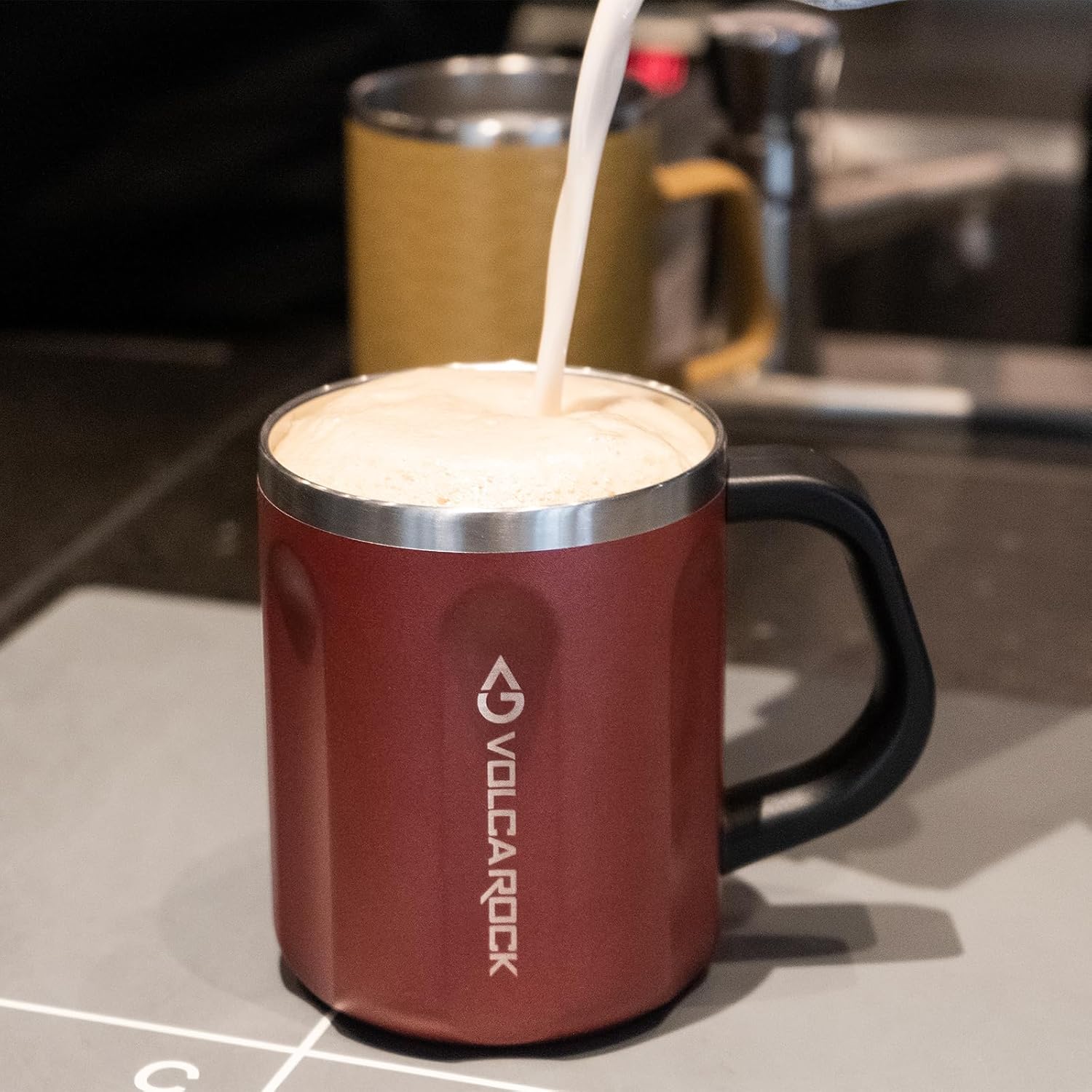 Taza de café aislada al vacío, de acero inoxidable, de 16 onzas, taza térmica de doble pared con asa y tapa deslizante para bebidas calientes y