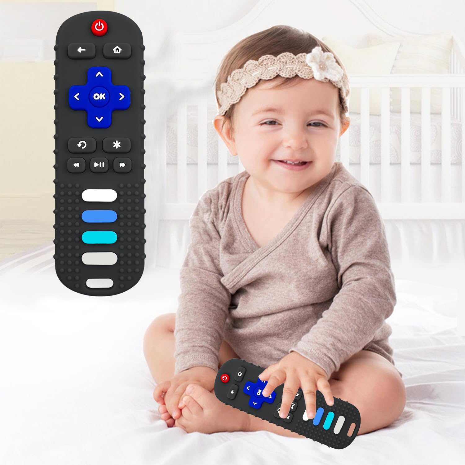 YAPROMO Reomte – Juguetes de dentición para bebés, juguetes mordedores de silicona para bebés de más de 18 meses, juguetes de dentición con forma de