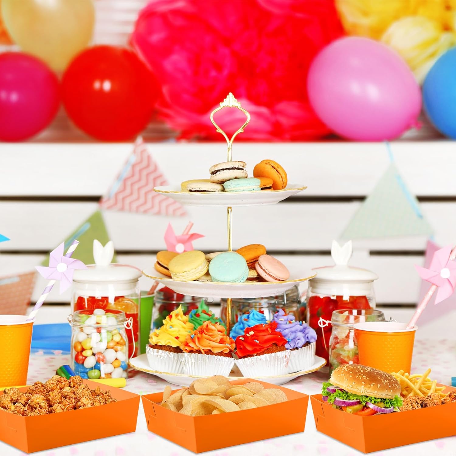 Mifoci 100 bandejas de papel para alimentos de 5 libras, nachos, bandejas de papel grandes para servir aperitivos para fiesta de Navidad, día de