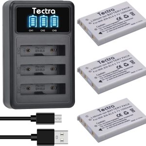 Tectra 3 baterías EN-EL5 ENEL5 + cargador USB LED de 3 ranuras para Nikon Coolpix P3, P4, P90, P80, P100, P500, P510, P520, P530, P5000, P6000, S10, Tectra 3 baterías EN-EL5 ENEL5 + cargador USB LED de 3 ranuras para Nikon Coolpix P3, P4, P90, P80, P100, P500, P510, P520, P530, P5000, P6000, S10,