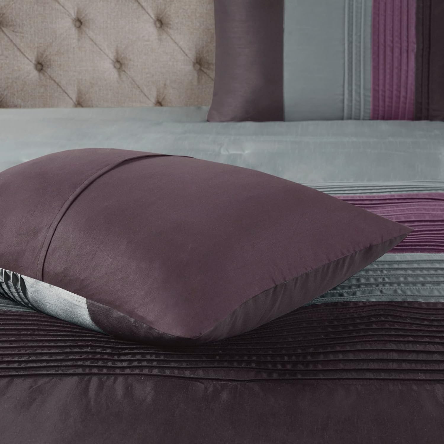 Madison Park – Juego de edredón Amherst, de seda sintética, diseño contemporáneo, fundas y faldón de cama, almohadas decorativas, tamaño Queen (90 x