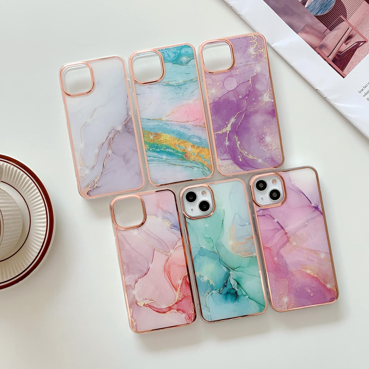 Funda para Xiaomi Poco X3 NFC, TPU suave + patrón de mármol IMD Diseño delgado Cámara mejorada y protección de pantalla para niñas y mujeres para