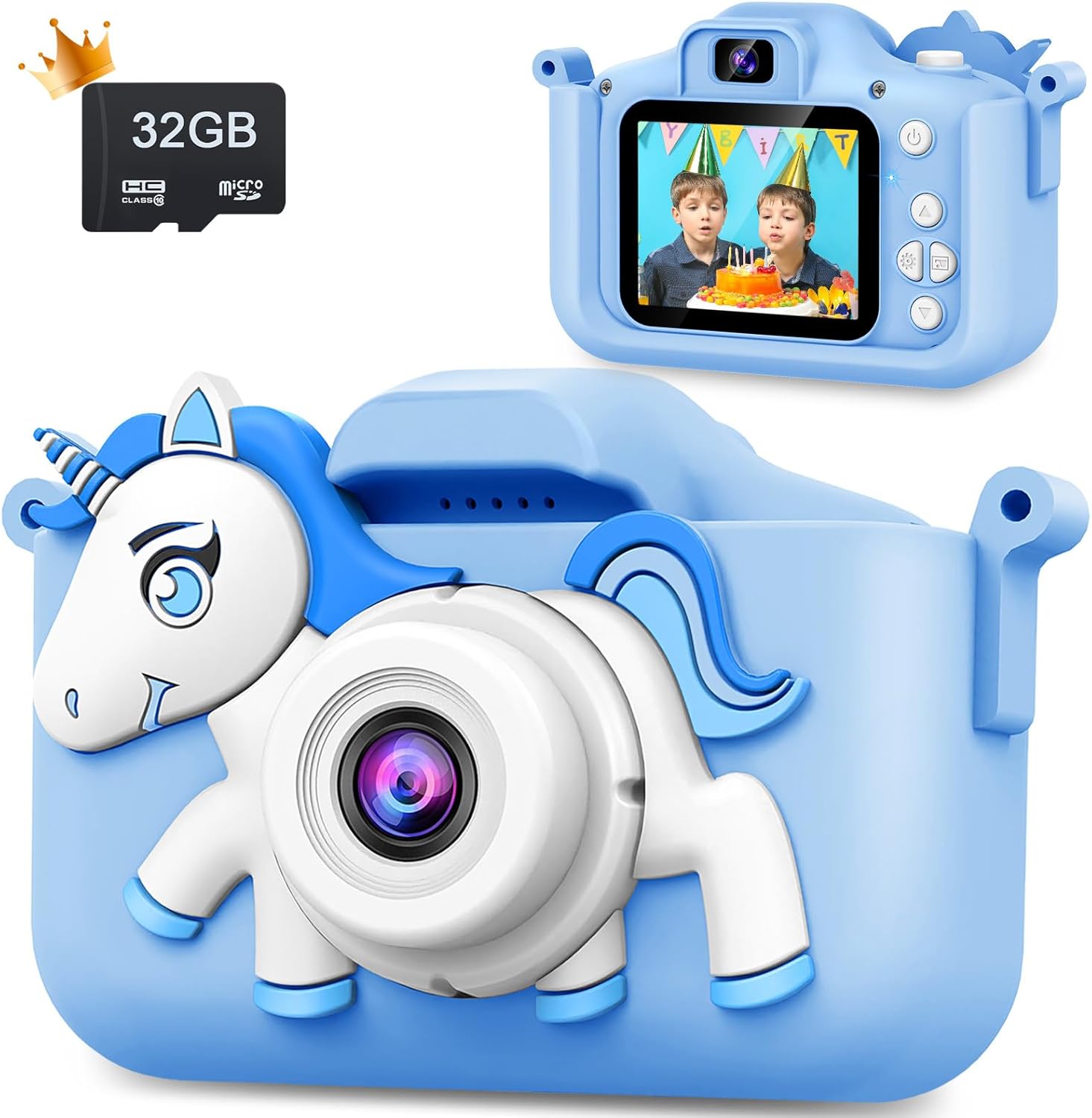 Cámara mejorada para niños, regalo para niñas y niños de 3 a 12 años, cámara de video selfie HD 1080P para niños pequeños, adorables regalos