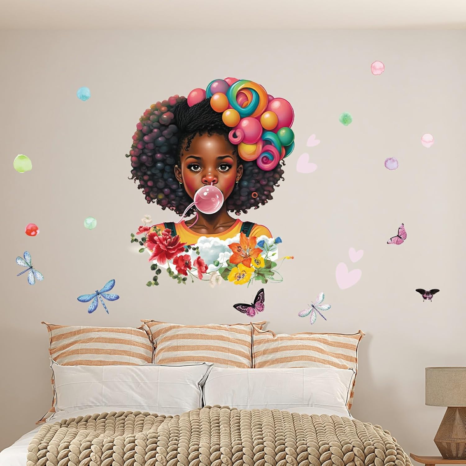 Adhesivo decorativo para pared de niñas africanas y mujeres, decoración mural artística de bricolaje, decoración de pared para adolescentes,